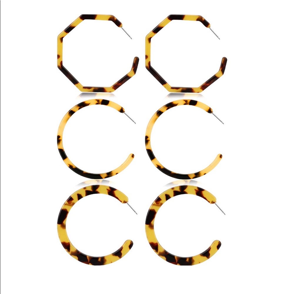 Tortoise Shell Hoop Earrings - Picture 2 of 2